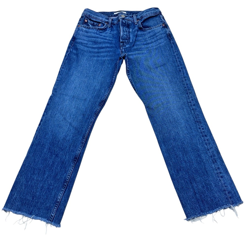GRLFRND Tatum Mid-Rise Micro Boot Jeans Raw Hem Sz 26